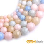 Multicolor Morganite (Morgan Jade) Round Beads – 15" Strand for DIY Jewelry Making (6mm / 8mm / 10mm)