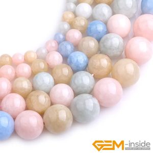 Multicolor Morganite (Morgan Jade) Round Beads – 15" Strand for DIY Jewelry Making (6mm / 8mm / 10mm)