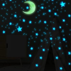 111Pcs Star & Moon Glow-in-the-Dark Wall Stickers – Luminous Decals for Kids Room, Bedroom & Home Decor