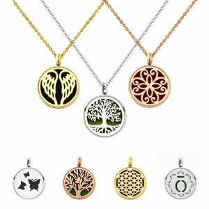 12mm Stainless Steel Aroma Locket Necklace – Essential Oil Diffuser Pendant Jewelry