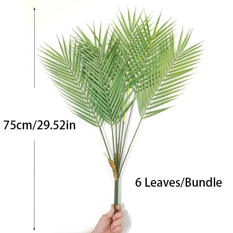 Plastic Artificial Palm Leaf Plants Green Desert Summer Decoration - Image 10