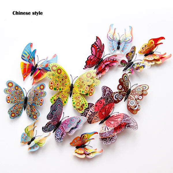 New Style 12-Piece Double Layer 3D Butterfly Wall Stickers - Image 14