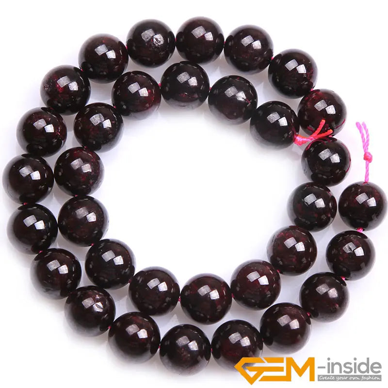 Natural Dark Red Garnet Round Beads – 15" Strand for DIY Jewelry Making (6mm / 8mm / 10mm) - Image 3
