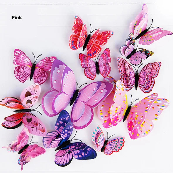 New Style 12-Piece Double Layer 3D Butterfly Wall Stickers - Image 11