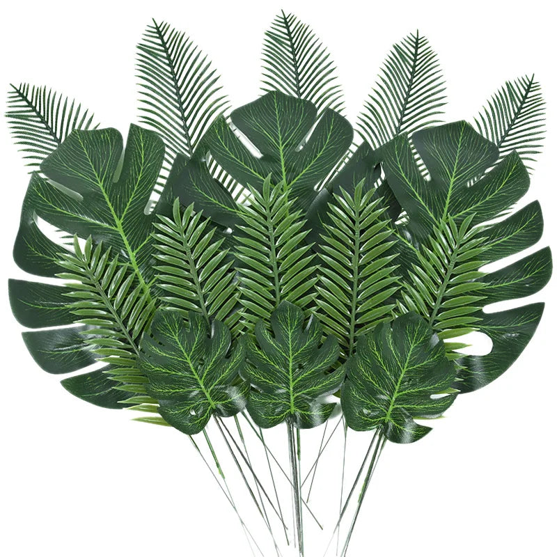 Artificial Tropical Palm Leaves – Hawaiian Luau & Jungle Theme Party Decor for Home & Events - Image 2