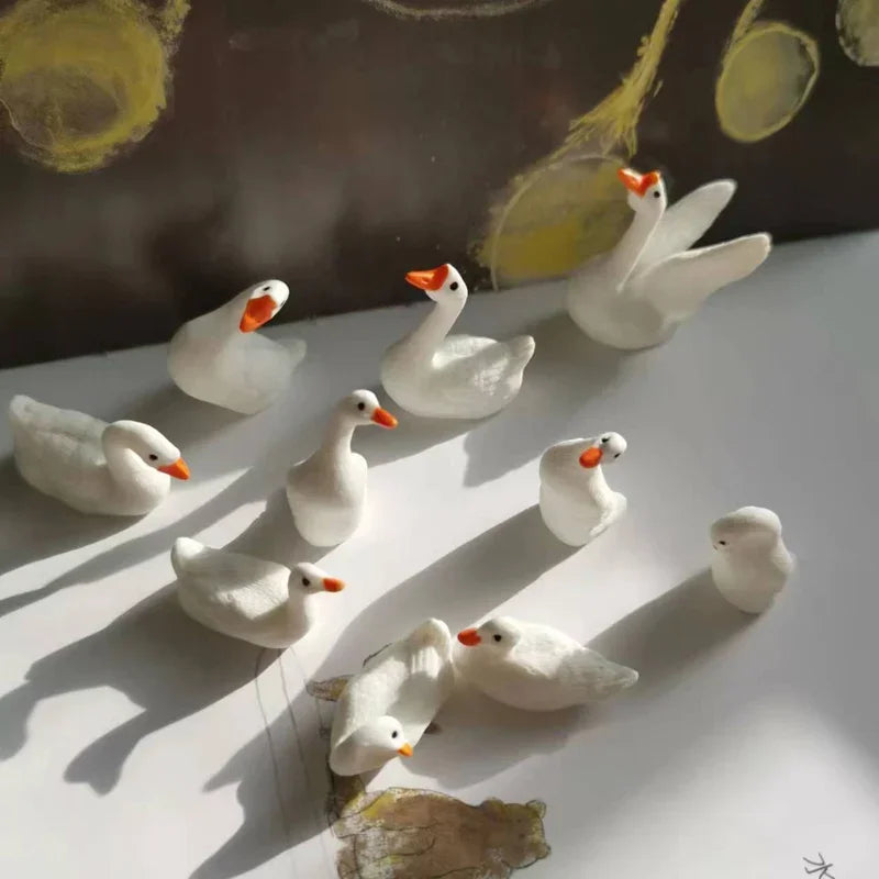10Pcs Mini White Swan Figurines – Cute Animal Miniatures for Fairy Gardens, Terrariums, Bonsai & DIY Crafts - Image 4