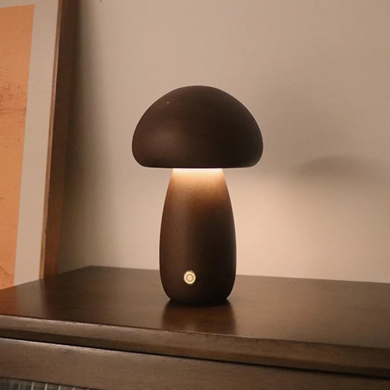 Cute Wooden Mushroom LED Bedside Table Lamp – Touch Switch Night Light for Kids' Bedroom - Image 13