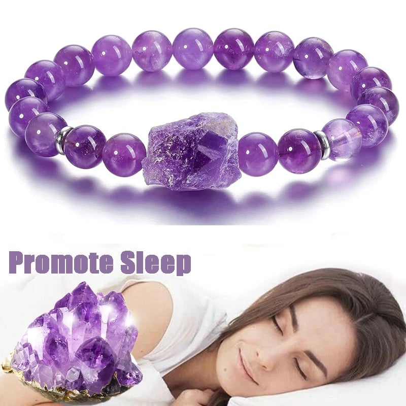 Natural Amethyst Quartz Beaded Bracelet – Wellness & Yoga Jewelry for Women - Image 2