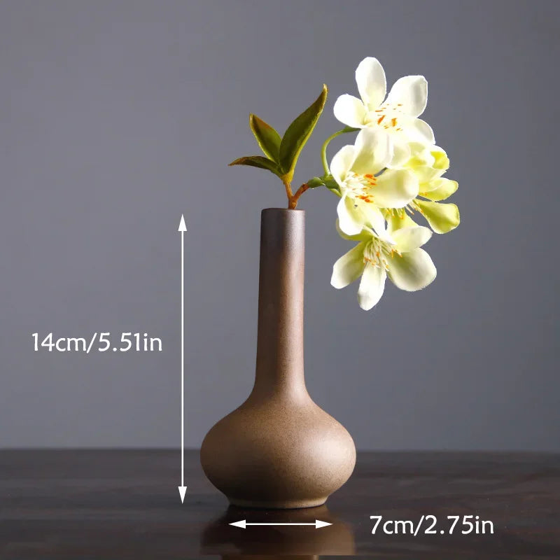 Chinese Retro Zen Ceramic Vase – Small Tabletop Flower Holder for Hydroponic & Minimalist Decor - Image 8