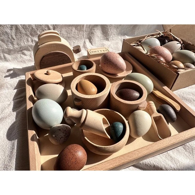 Kids Montessori Wooden Eggs & Kitchen Set