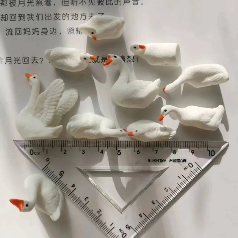 10Pcs Mini White Swan Figurines – Cute Animal Miniatures for Fairy Gardens, Terrariums, Bonsai & DIY Crafts - Image 3
