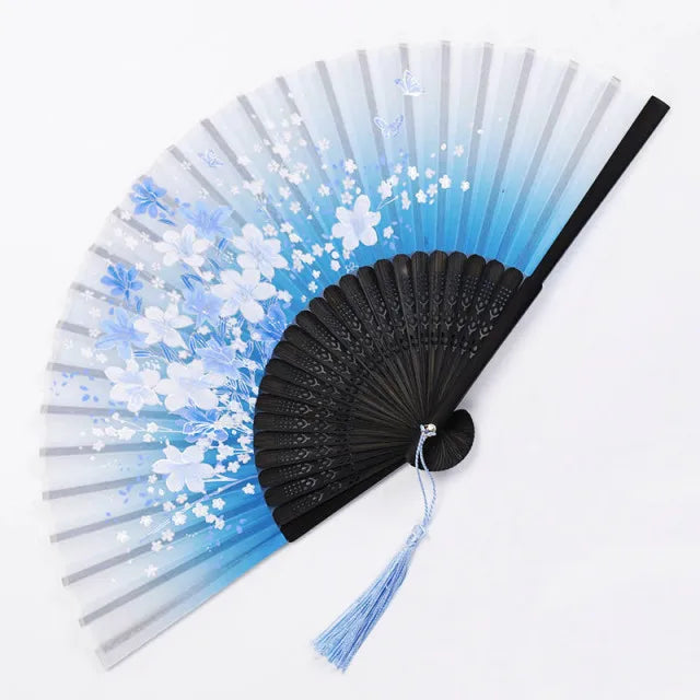 Bamboo Folding Fan Silk Chinese Fan Hand Women - Image 23