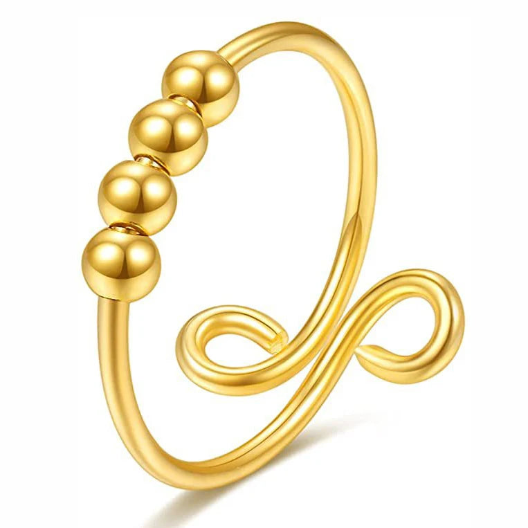 Fashion Anxiety Fidget Rings – Adjustable Stainless Steel Rotatable Bead Rings for Women - Image 15