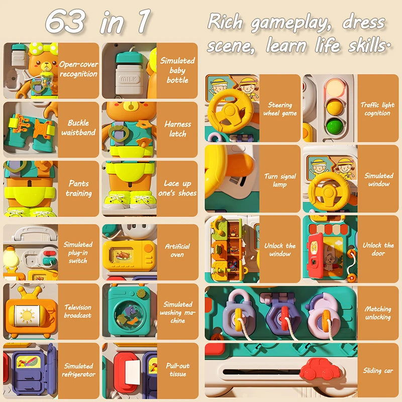 Baby Sensory Busy Board - Montessori Multifunctional Toy - Image 4