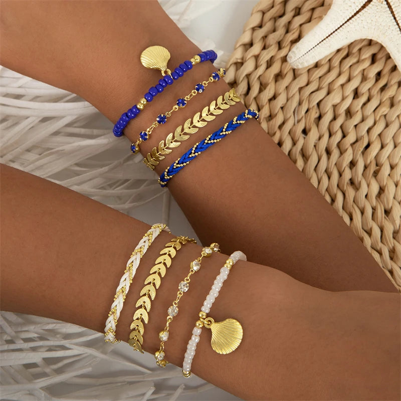 4pcs/set Bohemia Shell Bracelets – Ethnic Style Summer Jewelry for Women & Girls - Image 2