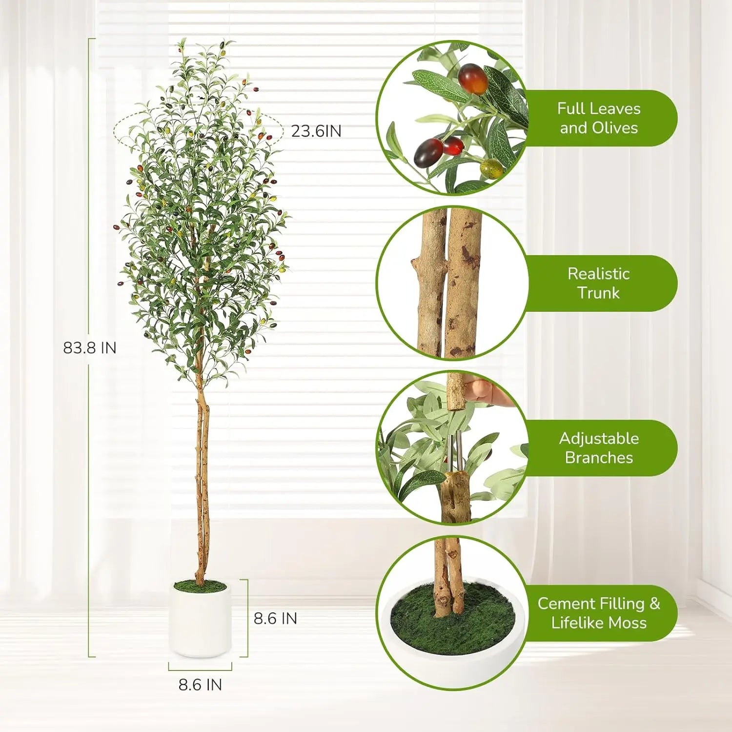 Artificial Olive Tree, 5ft/6ft/7ft Tall Faux Artificial Plant - Image 12