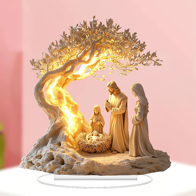 2025 Desktop Family Statue – Jesus Tree of Life Newborn Acrylic Ornament for Home Decor - Image 2