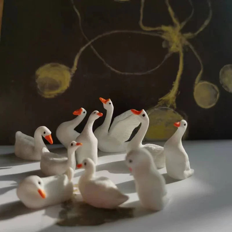 10Pcs Mini White Swan Figurines – Cute Animal Miniatures for Fairy Gardens, Terrariums, Bonsai & DIY Crafts - Image 2