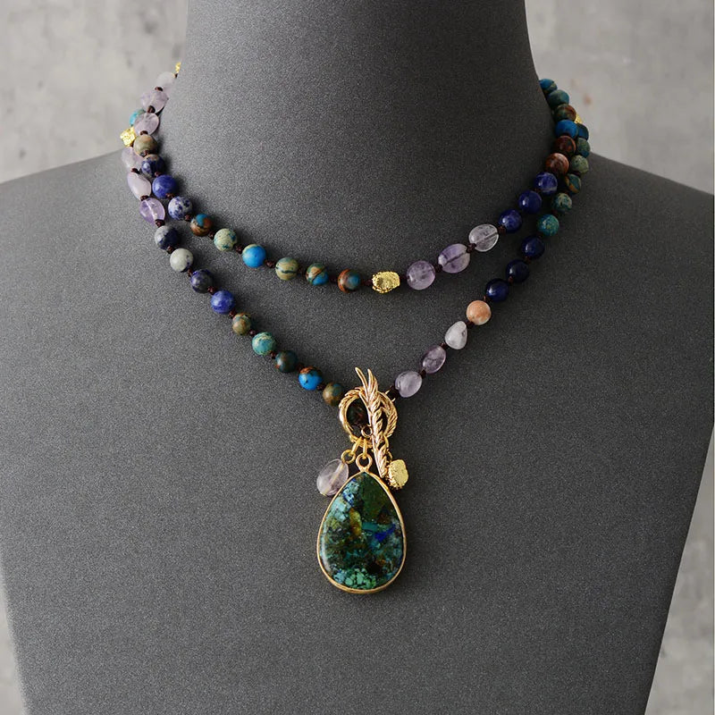 Healing Crystal Teardrop Pendant Necklace