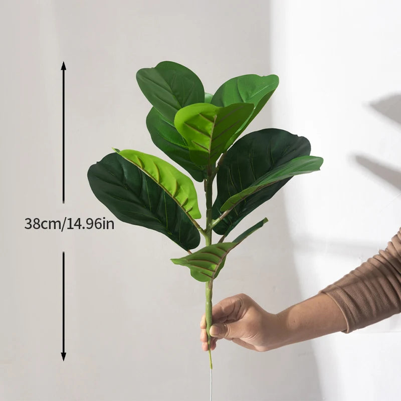 38cm Artificial Ficus Tree Branch – Faux Fiddle Leaf & Banyan Foliage for Home & Office Decor - Image 6