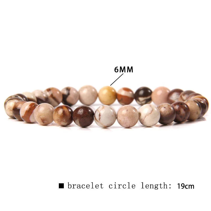6MM Natural Stone Bead Stretch Bracelet – Energy Healing Agate Elastic Bangle for Men & Women - Image 3