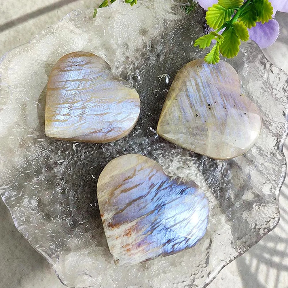 1PC Rare Blue Moonstone Heart – Natural Crystal Carving for Feng Shui, Healing & Meditation - Image 2