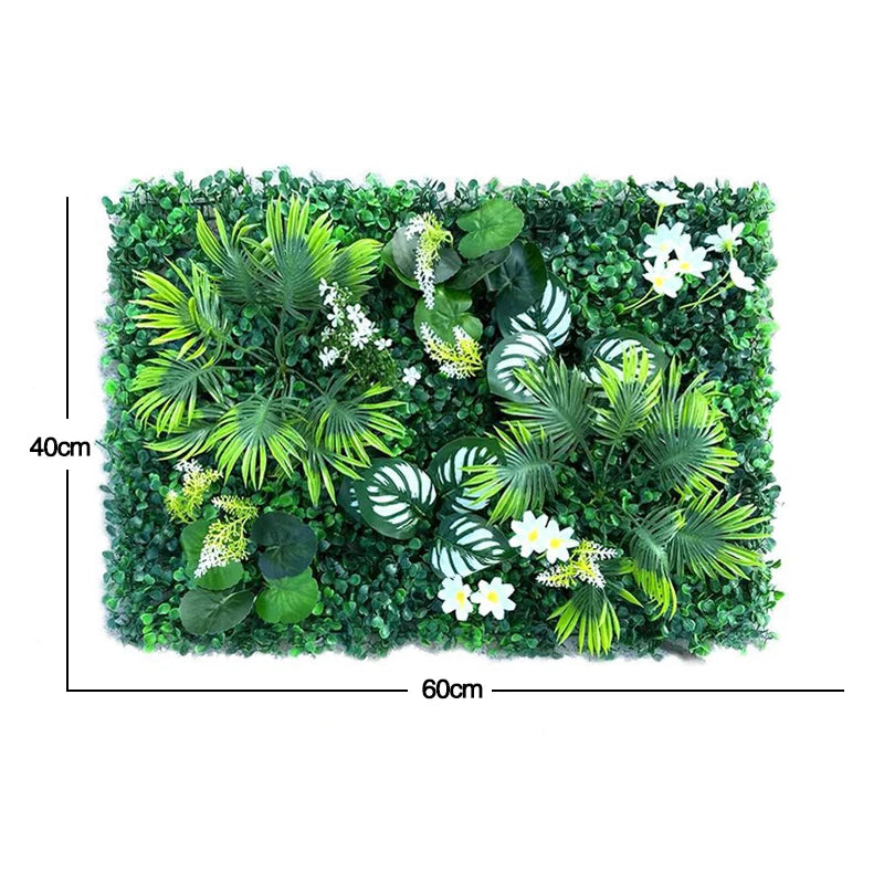 60x40cm Artificial Plant Green Wall Panel – Jungle-Style Faux Lawn for Home & Garden Decor - Image 8
