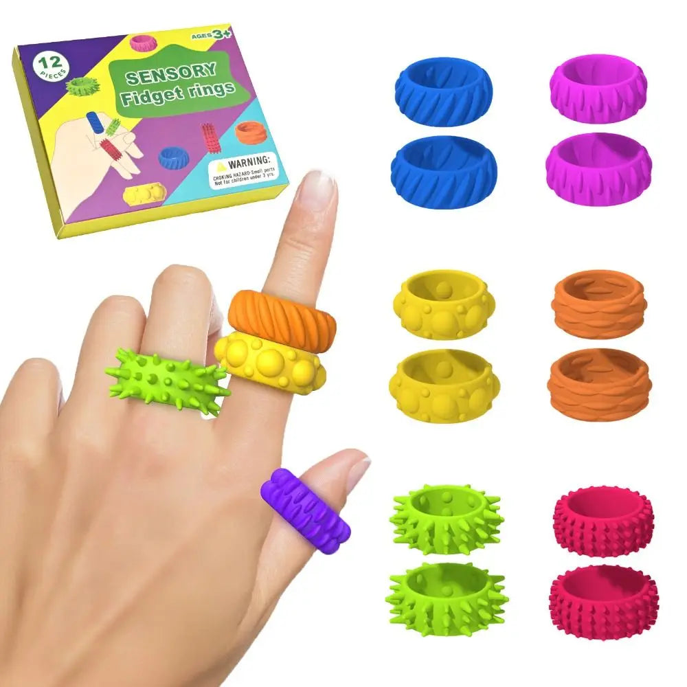 12pcs Spiky Sensory Finger Rings
