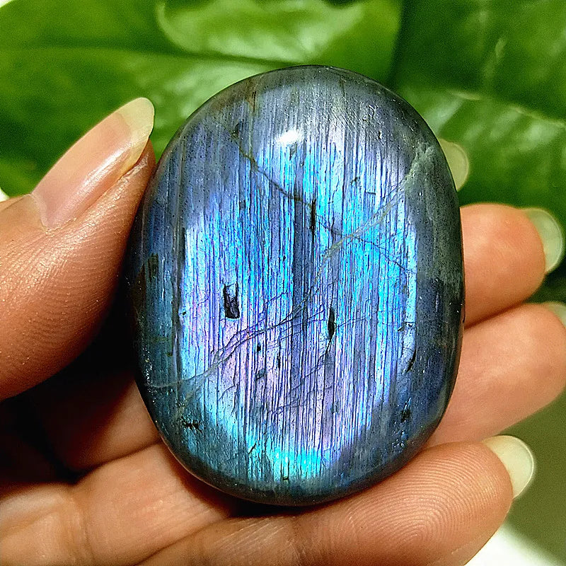 Natural Purple & Yellow Labradorite Crystal Palm Stone – Chakra Healing Gemstone for Meditation & Decor - Image 5