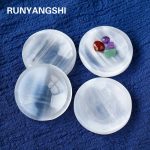 Natural Selenite Plate Round Crystal Bowl for Reiki Healing