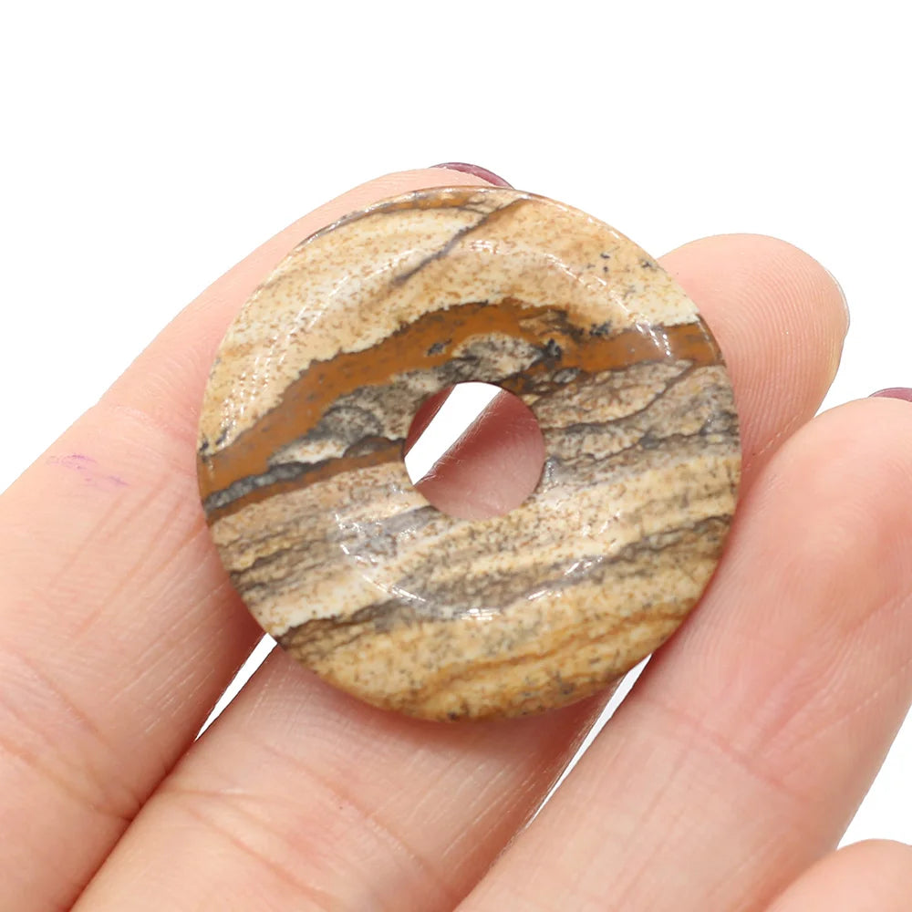 Natural Stone Donut Charms – 30mm Semi-Porous Beads for DIY Jewelry Making - Image 11