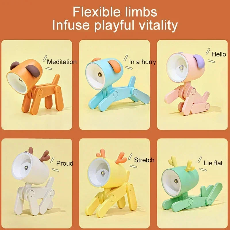 Mini LED Night Light – Foldable Dog & Deer Desk Lamp for Kids' Room & Holiday Decor - Image 6