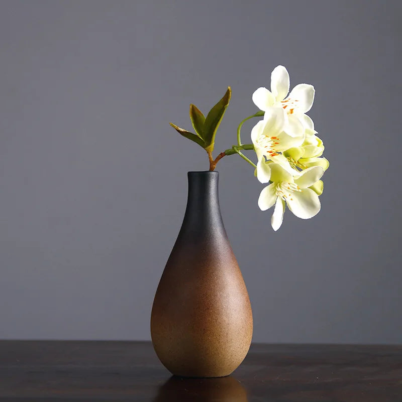 Chinese Retro Zen Ceramic Vase – Small Tabletop Flower Holder for Hydroponic & Minimalist Decor - Image 3