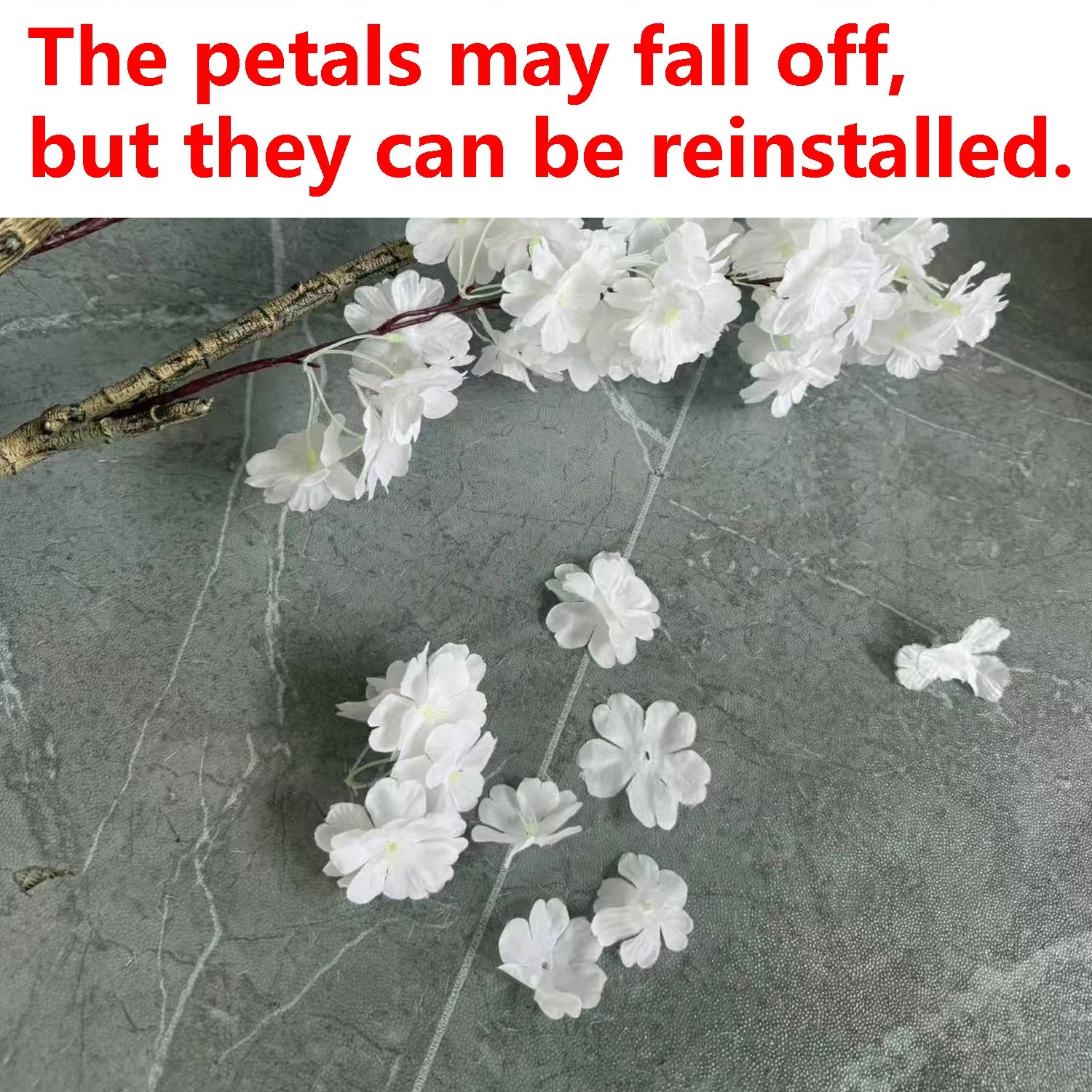 100–220cm Artificial White Cherry Blossom Tree – Faux Silk Leaves with Natural Trunk for Home & Wedding Decor - Image 6