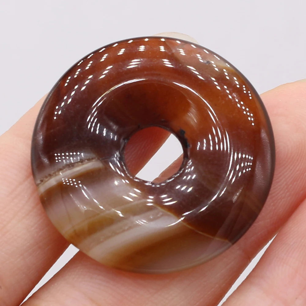 Natural Stone Donut Charms – 30mm Semi-Porous Beads for DIY Jewelry Making - Image 9