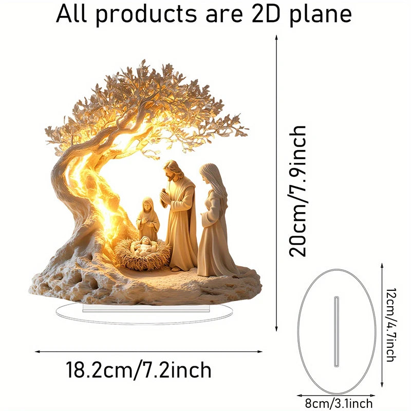 2025 Desktop Family Statue – Jesus Tree of Life Newborn Acrylic Ornament for Home Decor - Image 4
