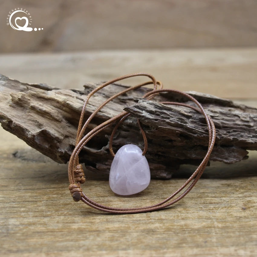 Natural Stone Nugget Pendant Necklace – Healing Crystal Charm Jewelry (Lapis, Amethyst, Tiger Eye, Rose Quartz & More) - Image 8