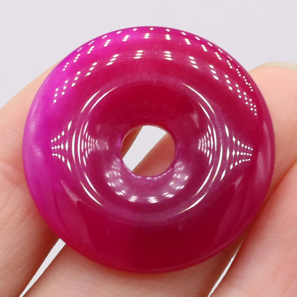 Natural Stone Donut Charms – 30mm Semi-Porous Beads for DIY Jewelry Making - Image 28