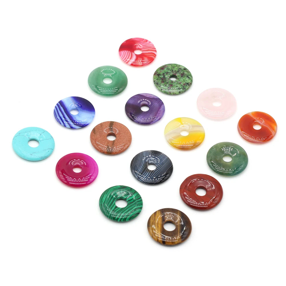 Natural Stone Donut Charms – 30mm Semi-Porous Beads for DIY Jewelry Making - Image 2