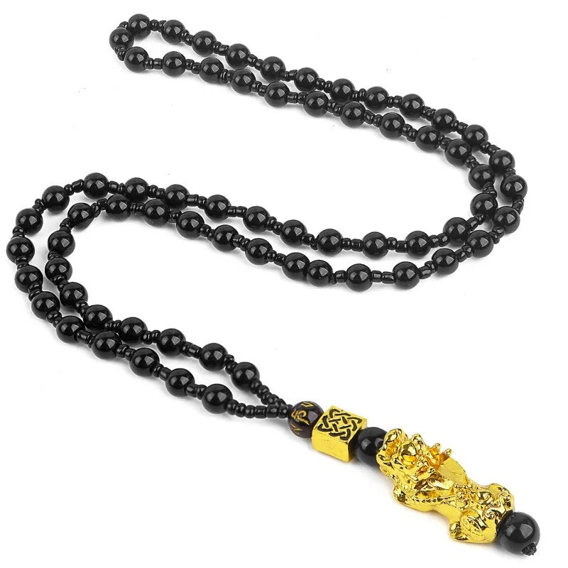 3PCS/Set Pixiu Feng Shui Jewelry – Obsidian Bracelet, Ring & Necklace Set for Wealth & Good Luck - Image 5