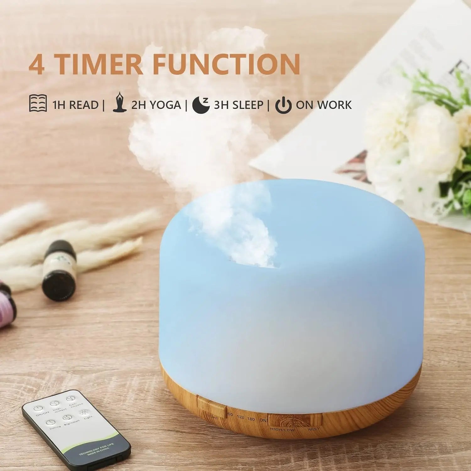 500ML USB Wood Grain Aroma Diffuser - Image 3