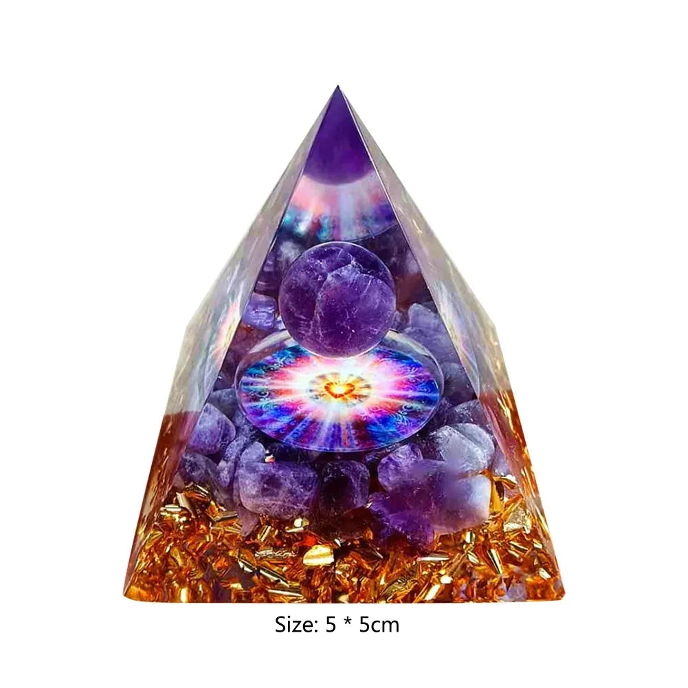 Crystal Stone Orgone Pyramid – Energy Generator with Natural Amethyst & Peridot for Reiki, Chakra & Room Decor - Image 20
