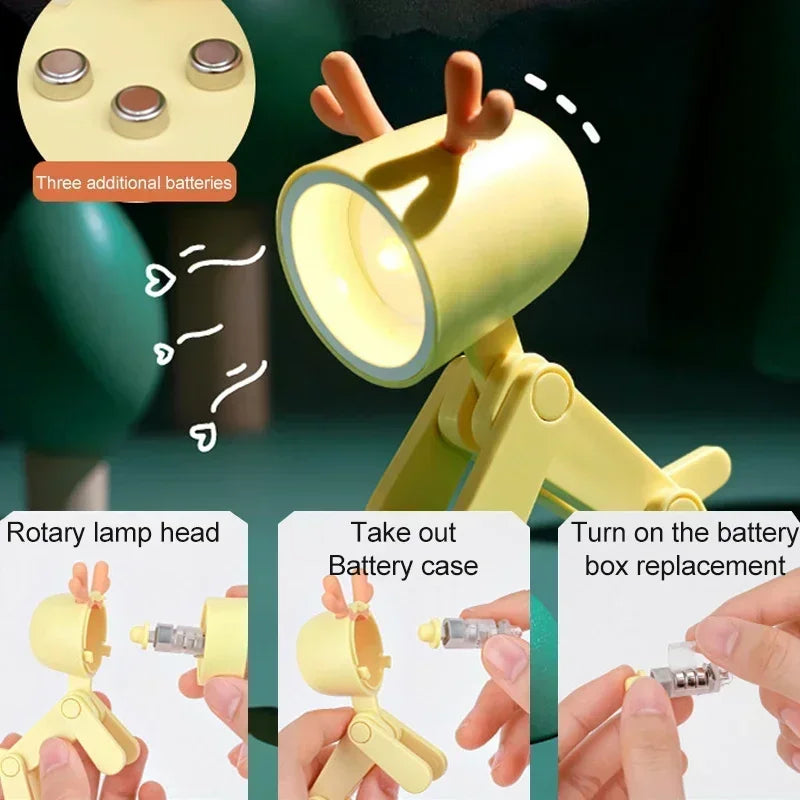 Mini LED Night Light – Foldable Dog & Deer Desk Lamp for Kids' Room & Holiday Decor - Image 5