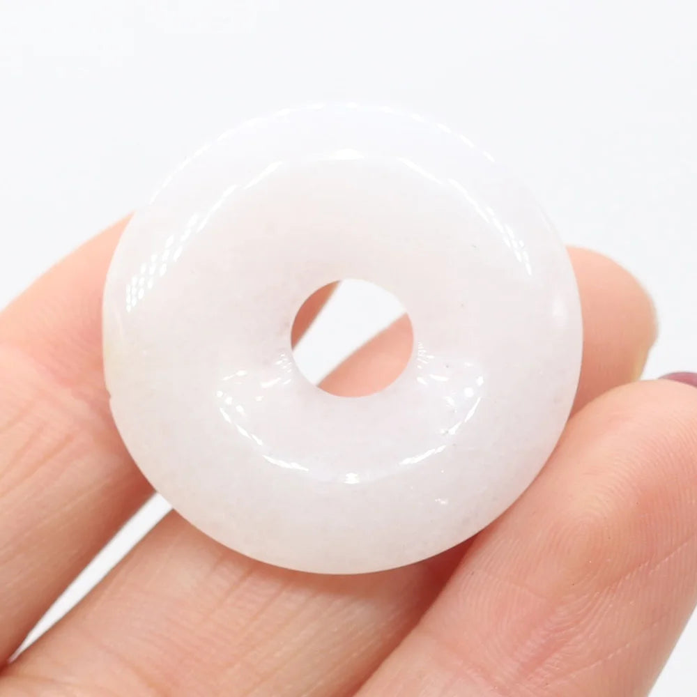 Natural Stone Donut Charms – 30mm Semi-Porous Beads for DIY Jewelry Making - Image 31