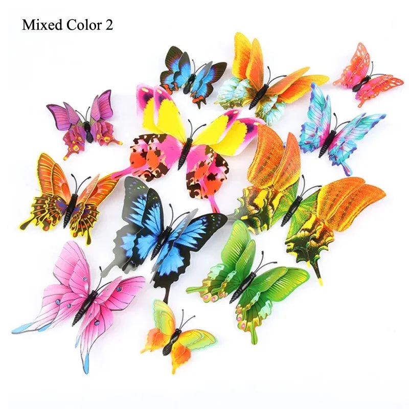 New Style 12-Piece Double Layer 3D Butterfly Wall Stickers - Image 9