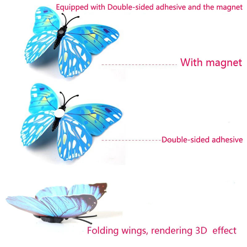 New Style 12-Piece Double Layer 3D Butterfly Wall Stickers - Image 3