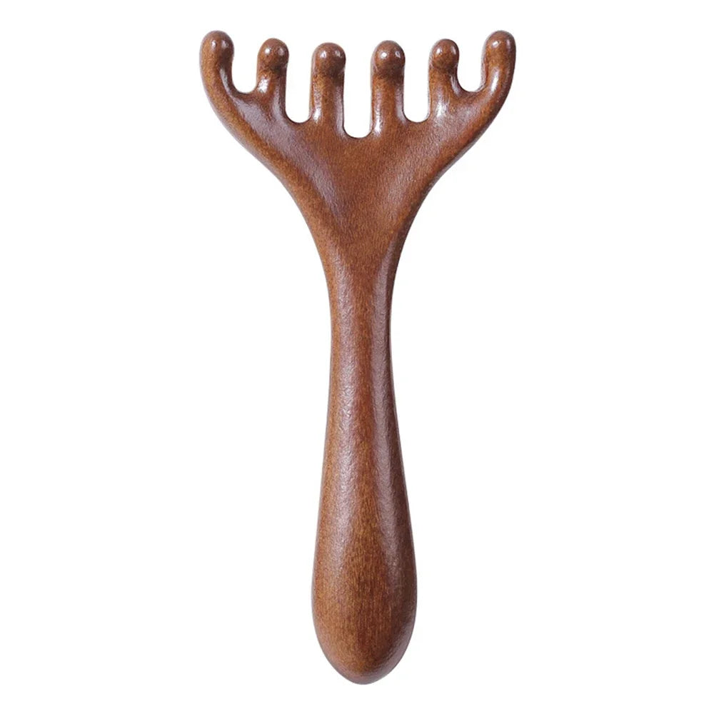 Natural Golden Sandalwood Five-Claw Scalp Massager - Image 8