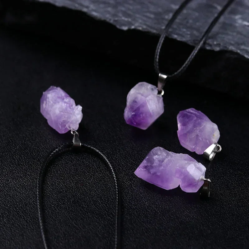 1PC Natural Amethyst Rough Stone Pendant – Energy Healing Crystal Necklace for Women - Image 4