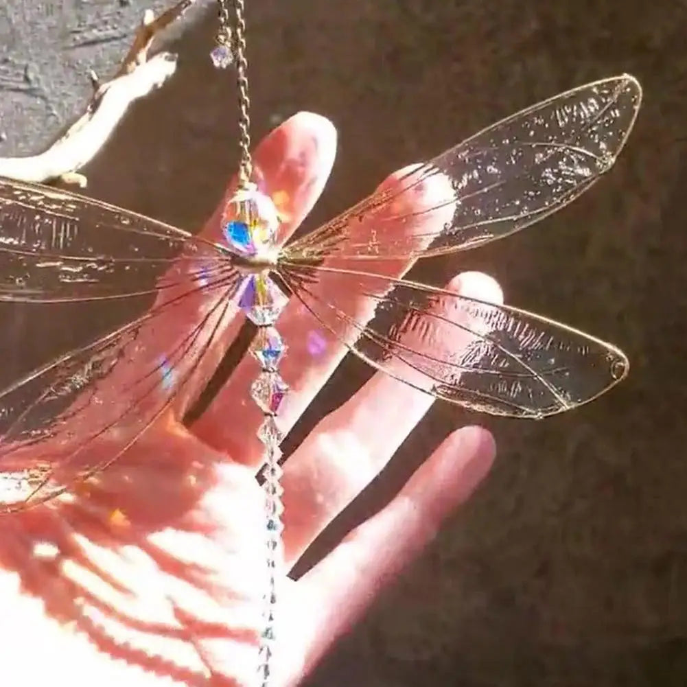Creative Metal Wing Dragonfly & Butterfly Crystal Suncatcher