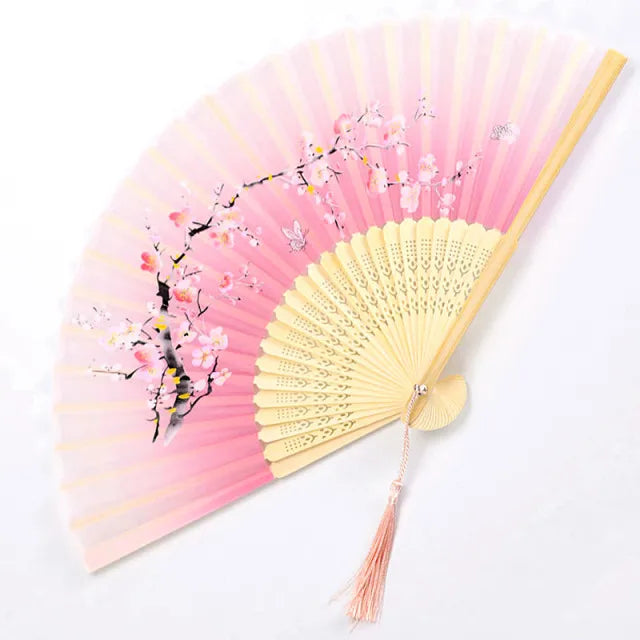 Bamboo Folding Fan Silk Chinese Fan Hand Women - Image 7